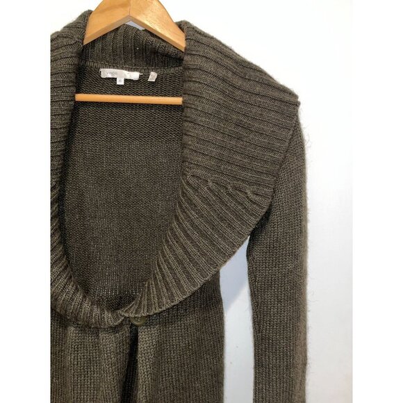Vince Green Ribbed Knit Alpaca Wool Cashmere Open Front Cardigan Women's XS - Picture 6 of 10